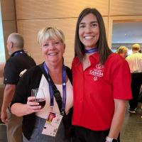 Lois McNary and Michelle Cruickshank smiling at 2023 World Games in Berlin