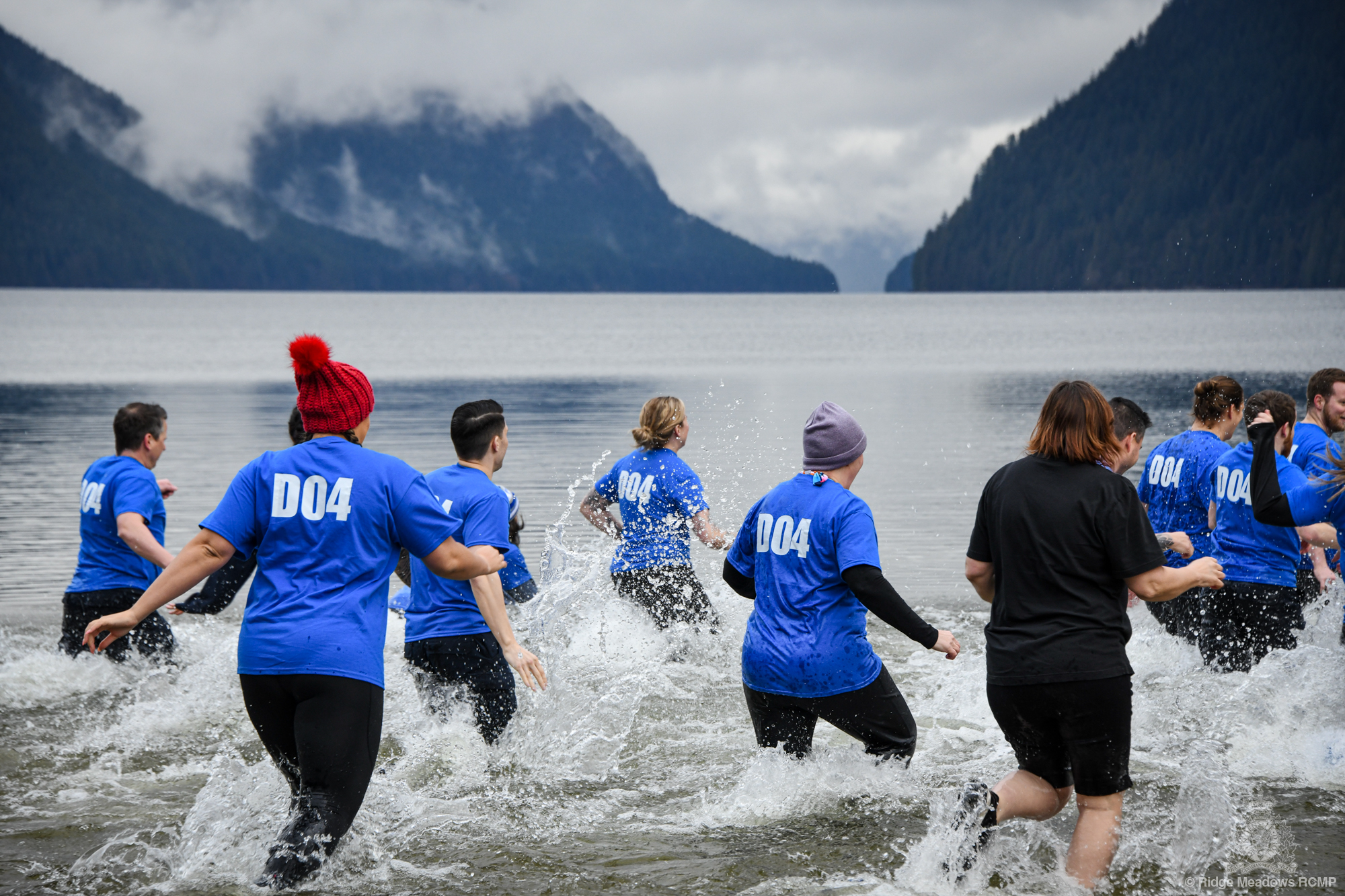 Law Enforcement Torch Run Polar Plunge for Special Olympics BC participants splash into the frigid waters. Law Enforcement Torch Run Polar Plunge for Special Olympics BC participants splash into the frigid waters.